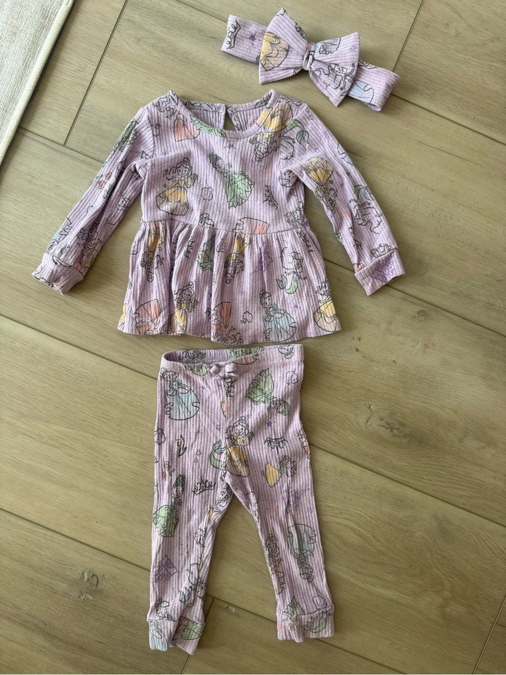 Disney Princess Lavender Peplum Matching Set with Bow Headband